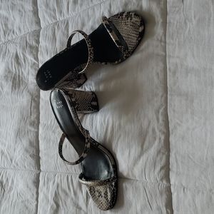 Snake Print Block Heel Mules